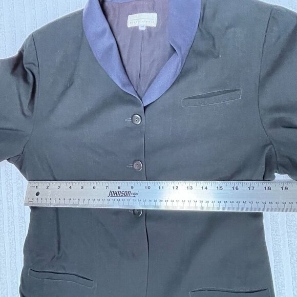 Diana Slavin Womens Pure Wool Single-Breasted Coat Blazer Jacket Black Medium - Picture 7 of 8